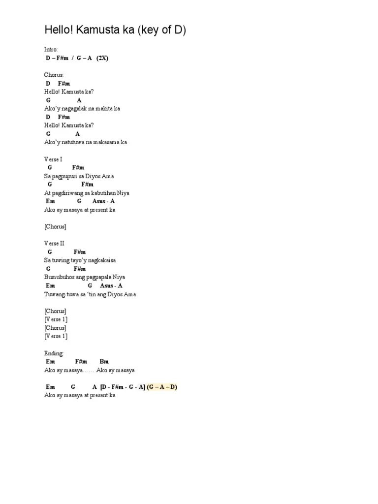 00 Hello! Kamusta Ka (Key of D) PDF