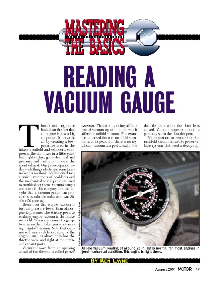 Reading a Vacuum Gauge Vacuum