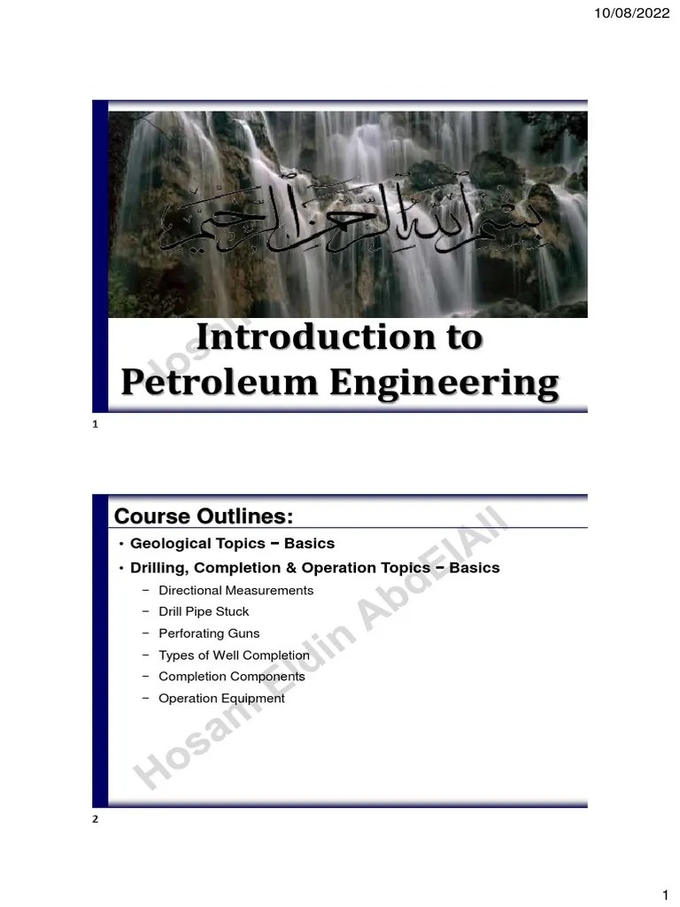 Introduction To Petroleum Engineering Course Outlines PDF