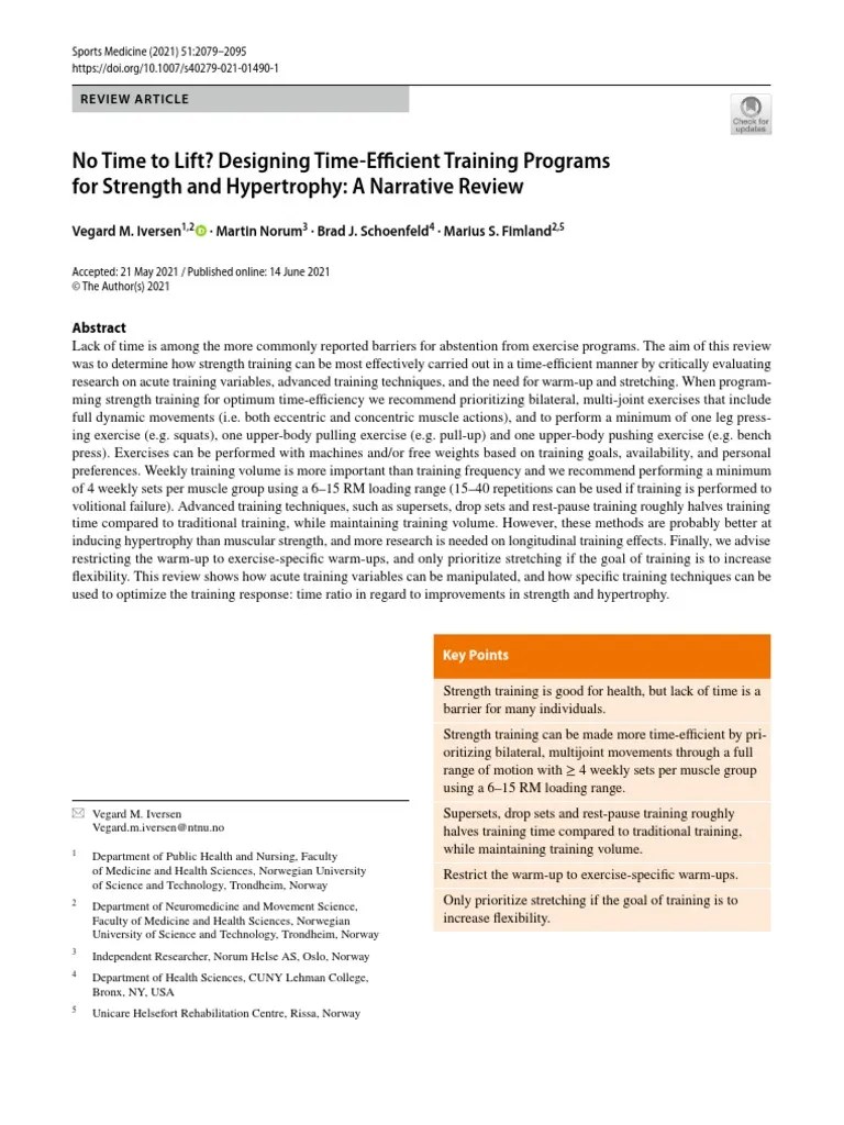 No Time To Lift Designing Time Efficient Training Programs For Strength