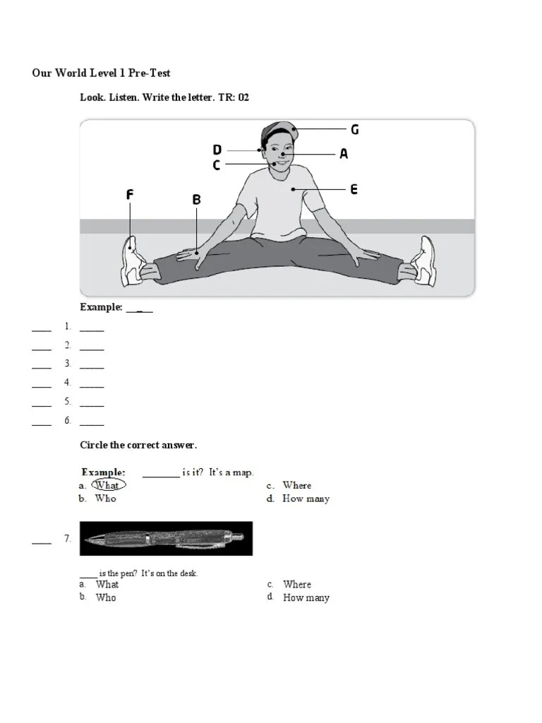 Our World Level 1 Pretest Guide Pdf Classroom Cognition