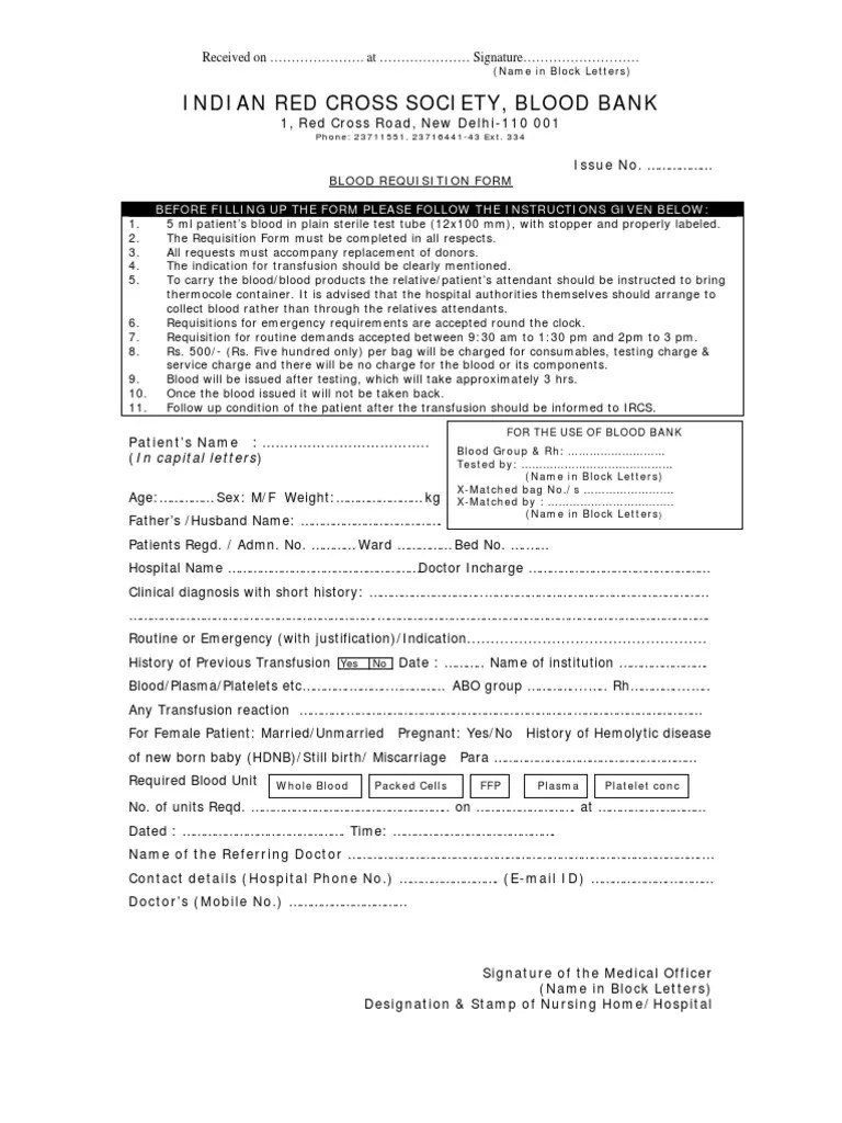 Blood Requisition Form Serology Clinical Medicine Free 30day