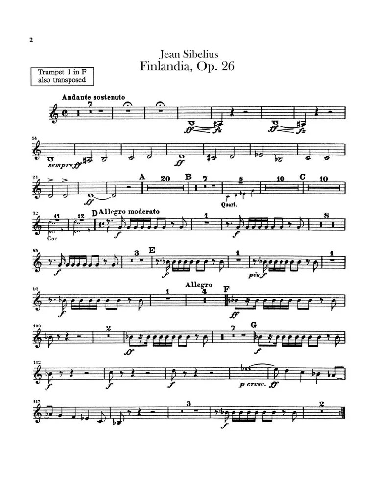Sibelius Finlandia Trumpet 1 PDF