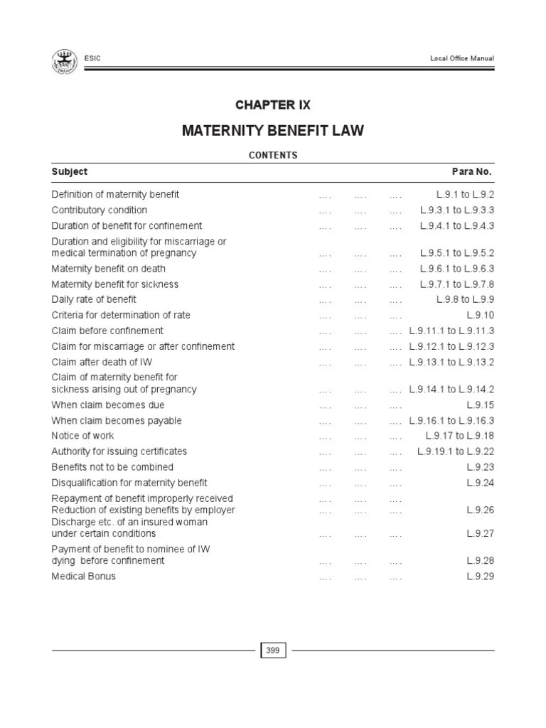 Maternity Benefits PDF Miscarriage Childbirth