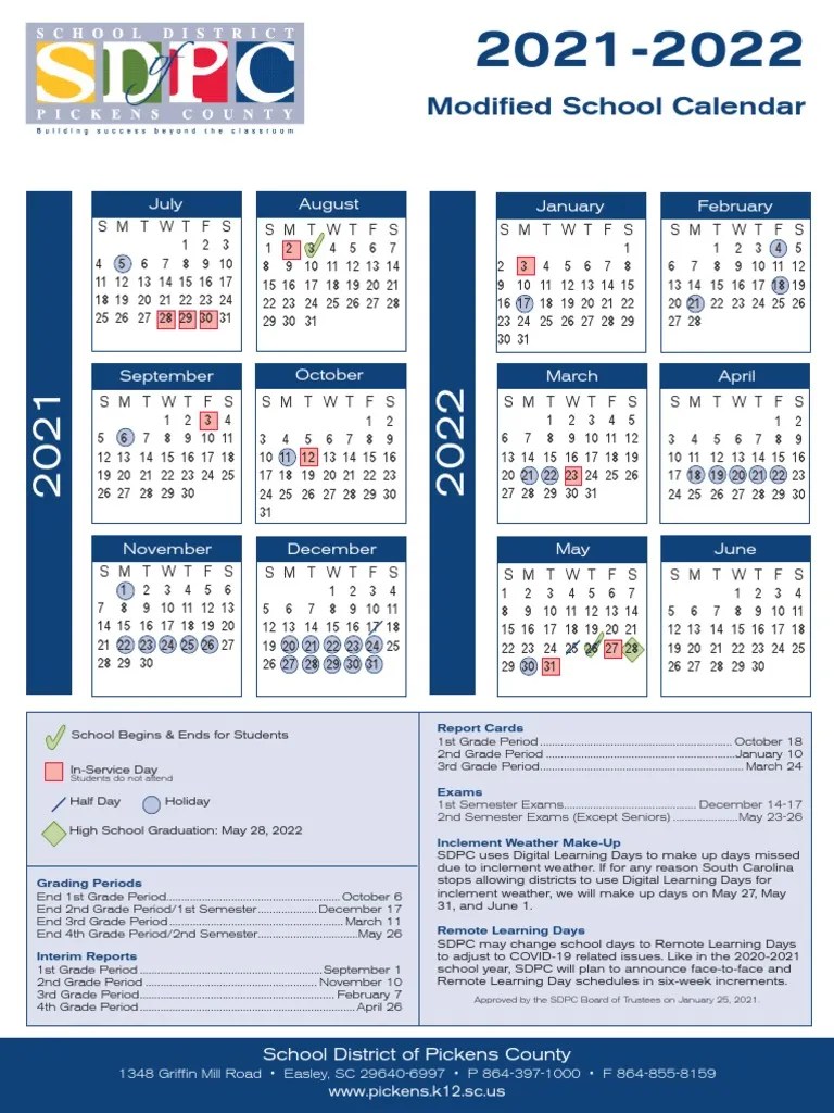 Pickens County School Calendar 202425 PDF Academic Term Schools