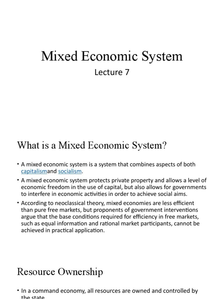 5 Mixed Economic System PDF Free Market Market (Economics)