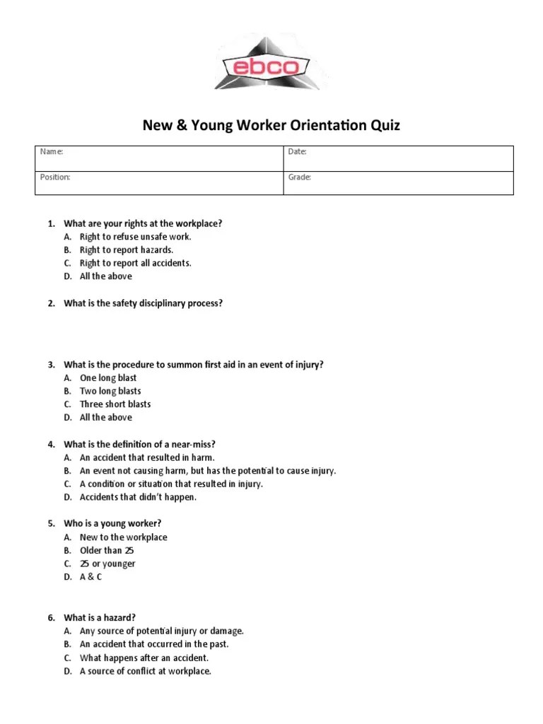New Hire Orientation Quiz | PDF