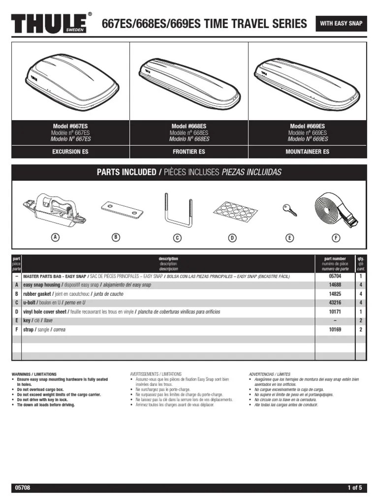 Thule Excursion 667ES User Manual 094667ES PDF