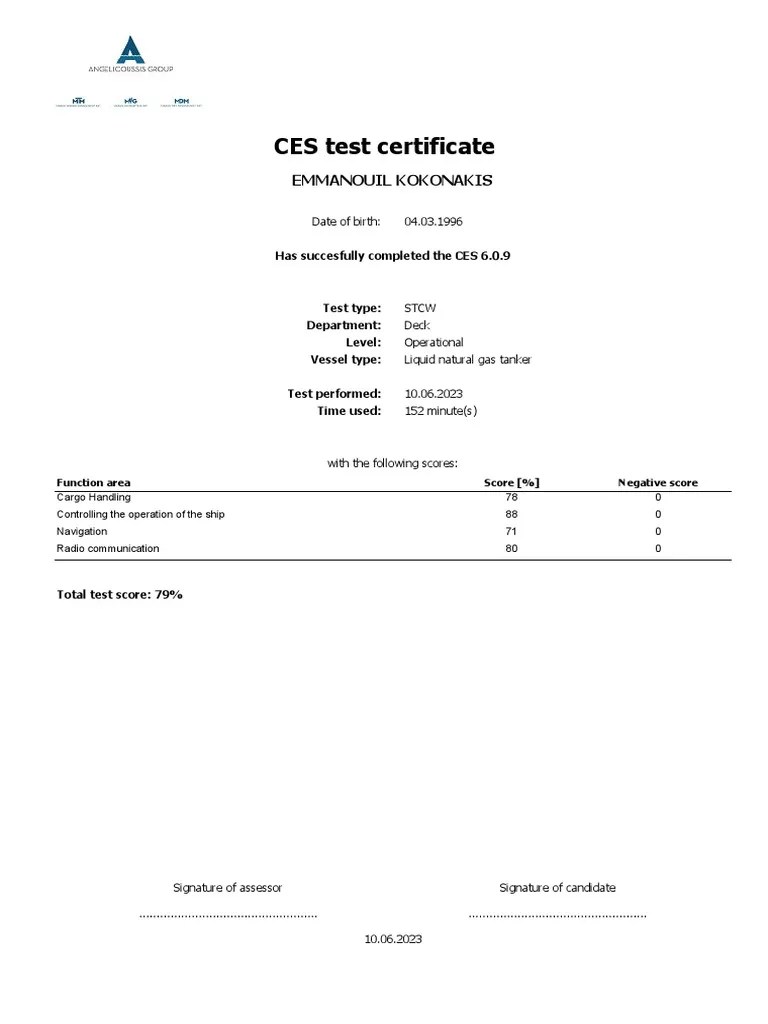 Ces Test Certificate | PDF