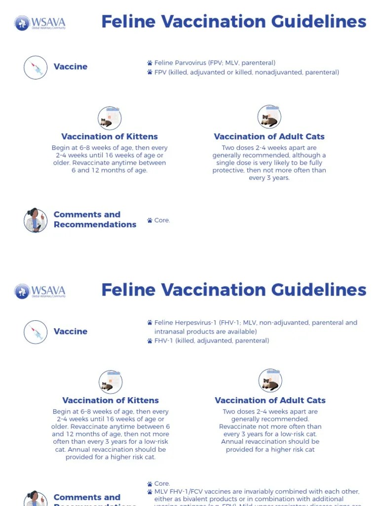 WSAVA Feline Vaccination Guidelines PDF Vaccines Biotechnology