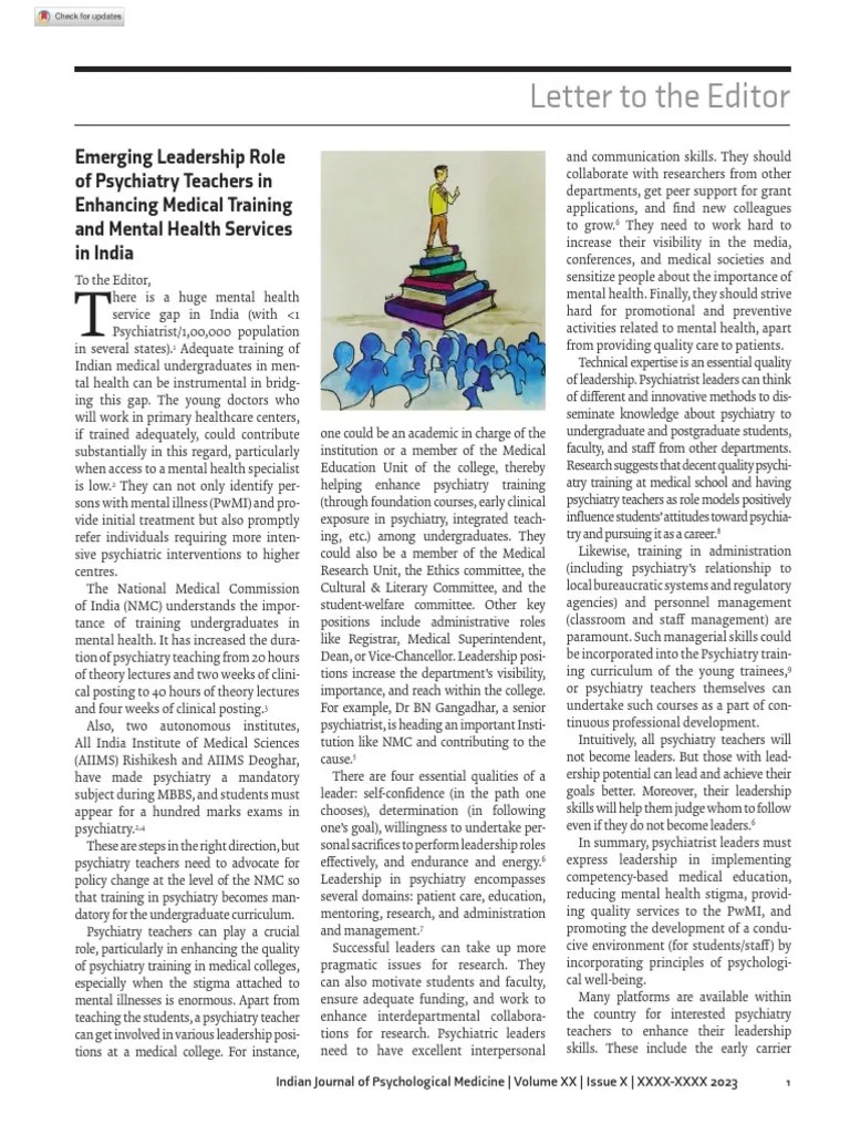 Letter To The Editor PDF Psychiatry Mental Disorder