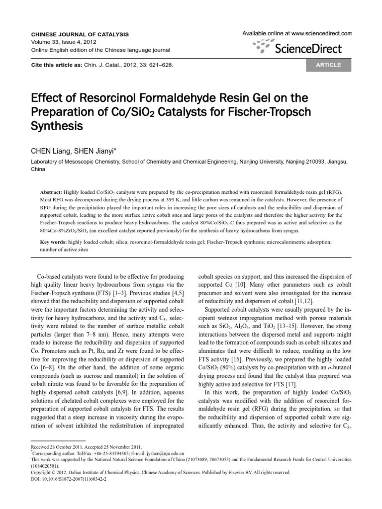 Effect of Resorcinol Formaldehyde Resin Gel on the PDF