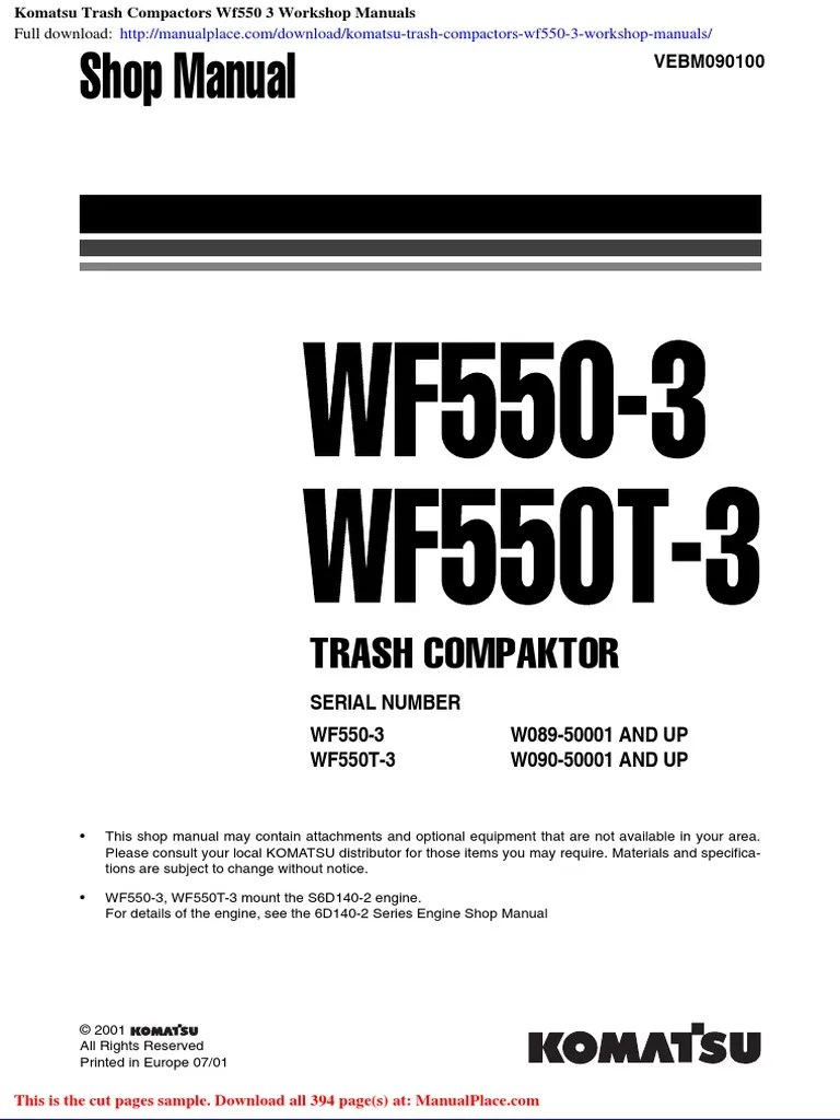 Komatsu Trash Compactors Wf550 3 Manuals PDF Axle Gear
