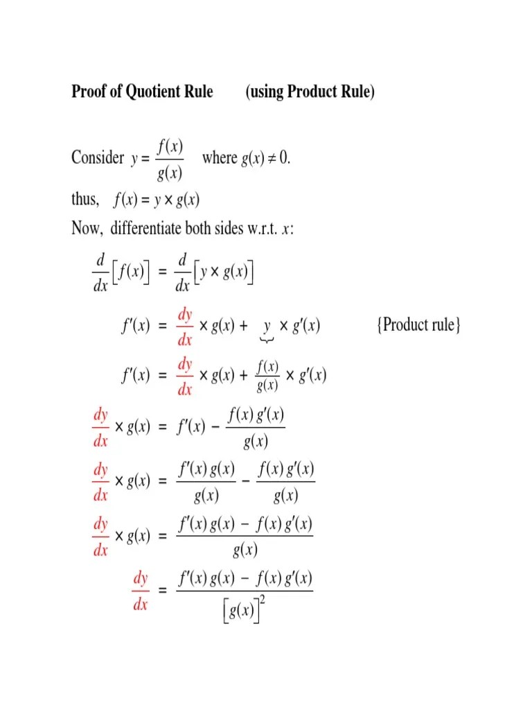 Proof of Quotient Rule PDF