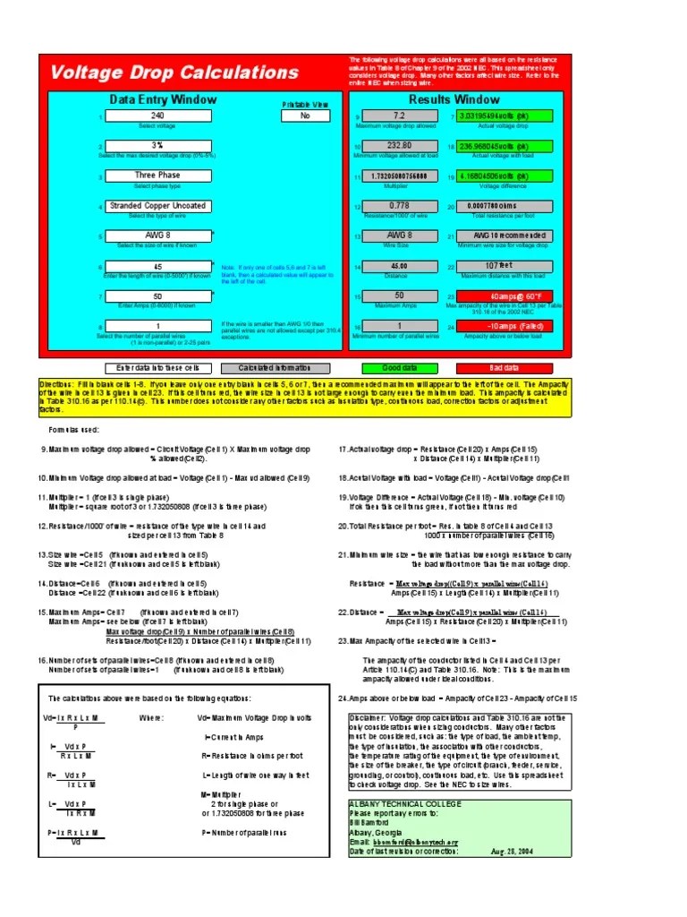 Voltage Drop Calculator PDF Electrical Resistance And Conductance Electrical Conductor