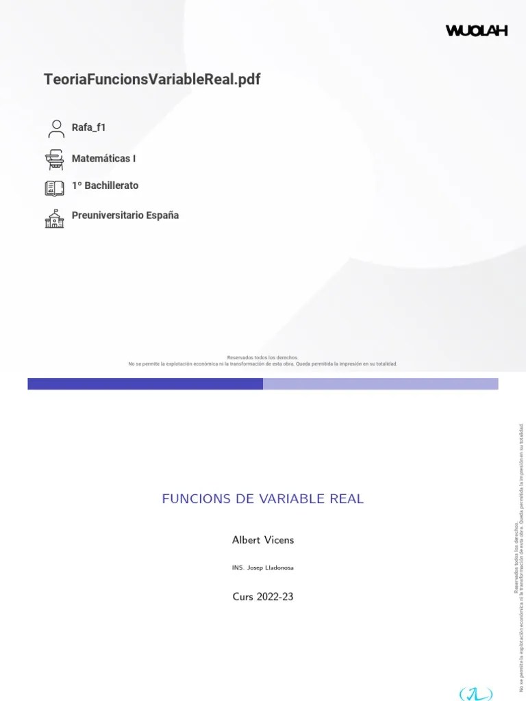 Teoria Funcions Variable Real PDF