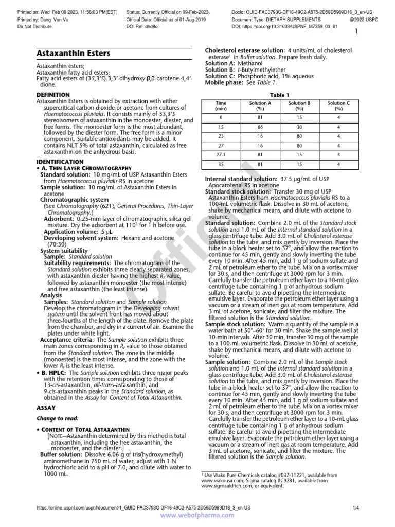Astaxanthin Esters PDF Chromatography Analytical Chemistry