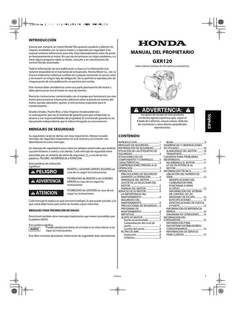 Owners Manual gxr120 Tamper 35zdj8040 Spanish PDF