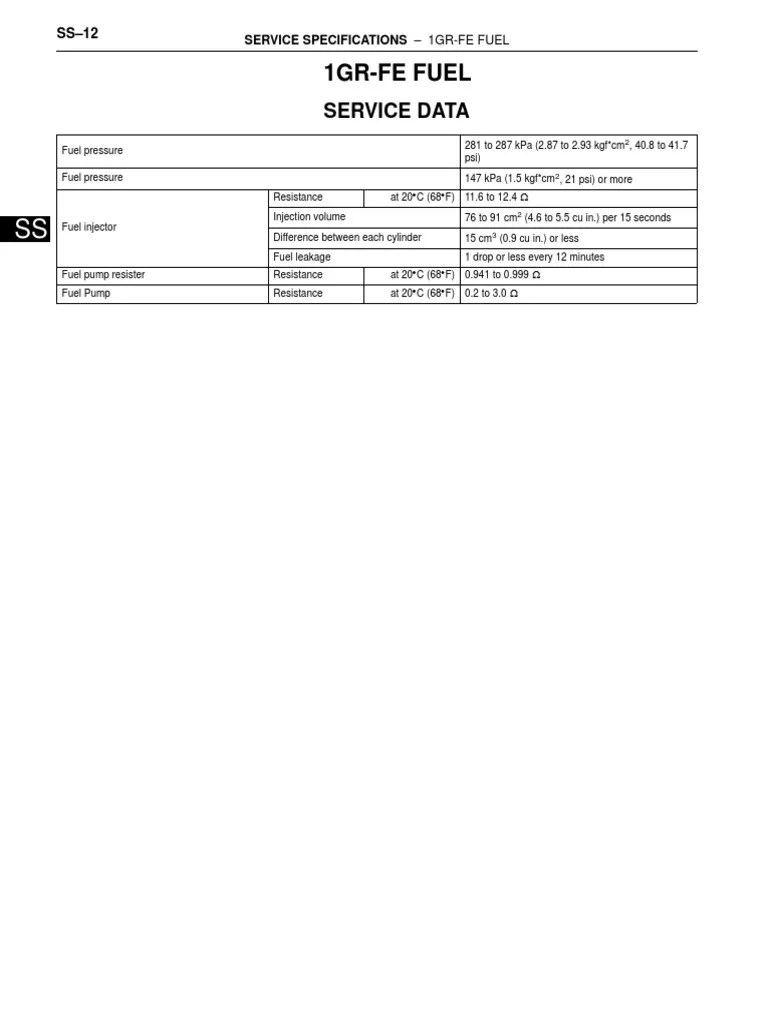 1GR-FE Fuel - 00300410 | PDF | Propulsion | Vehicle Technology