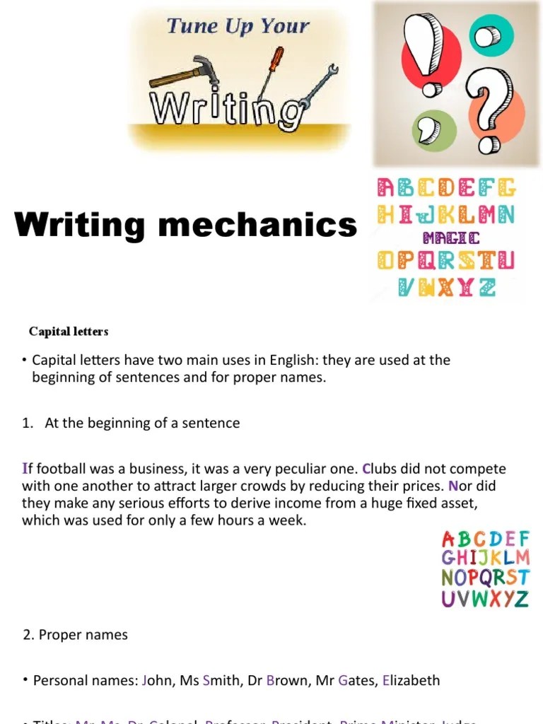 Writing Mechanics PDF Adjective Plural