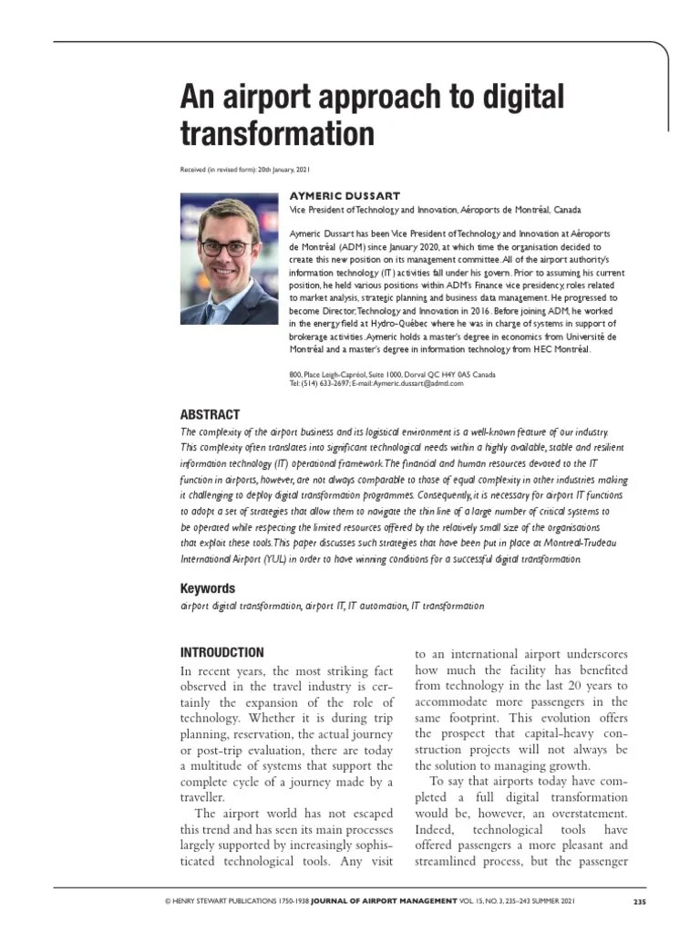 Aymeric An Airport Approach To Digital Transformation JOURNAL OF AIRPORT MANAGEMENT VOLUME 15