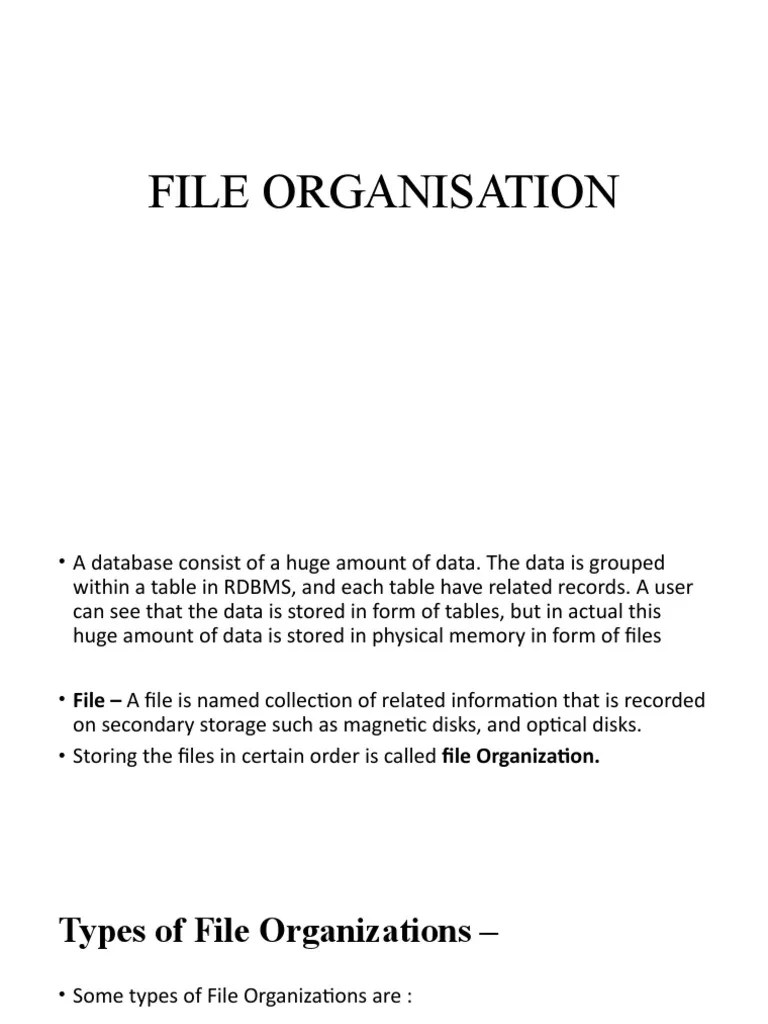 File Organization PDF Database Index No Sql