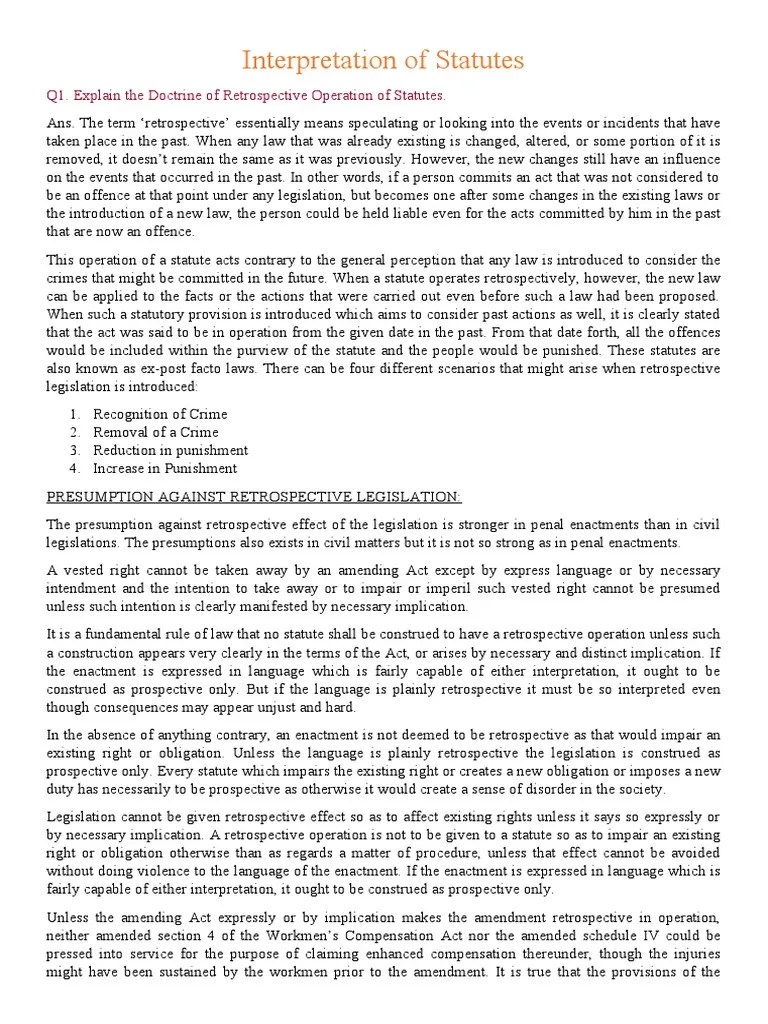 Interpretation of Statutes PDF Statutory Interpretation Plain