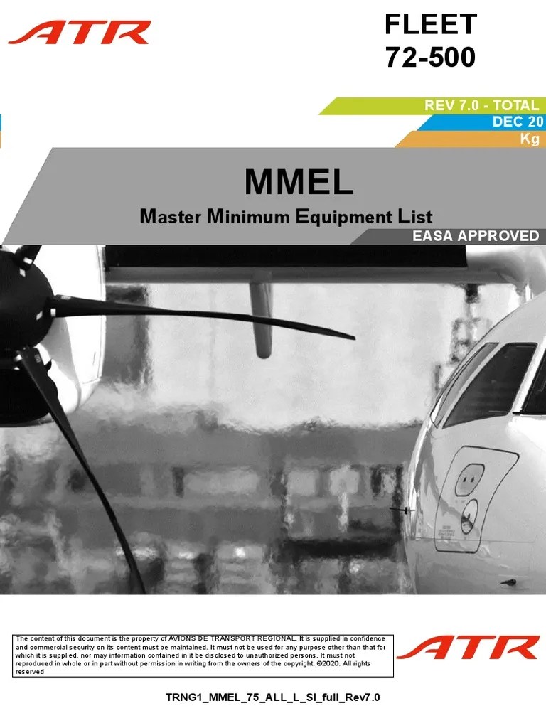 ATR 72 Master Minimum Equipment List PDF Aviation Aircraft