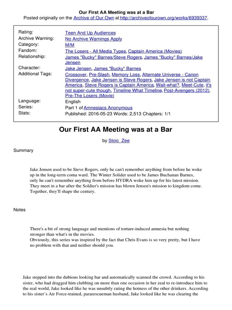 Our First AA Meeting Was | PDF | Amnesia