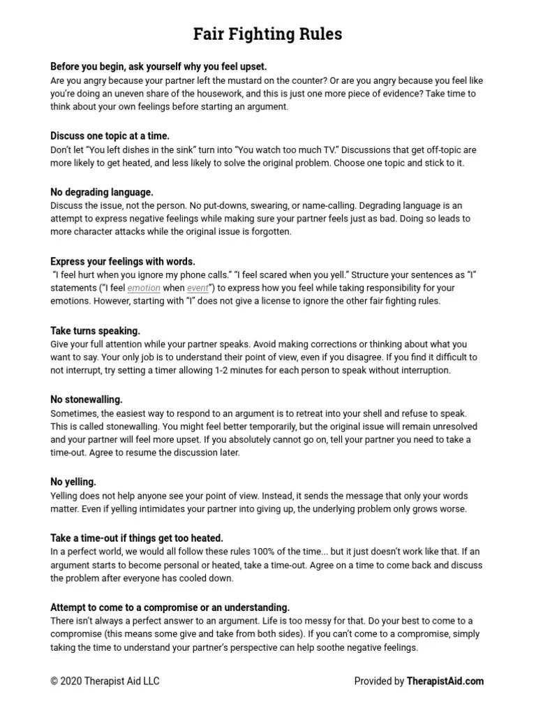 Fair Fighting Rules | PDF | Self-Improvement
