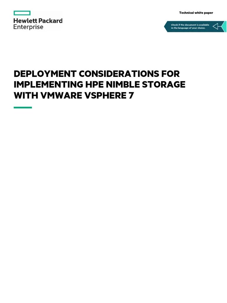 Best Practices For Implementing HPE Nimble Storage With VMware VSphere