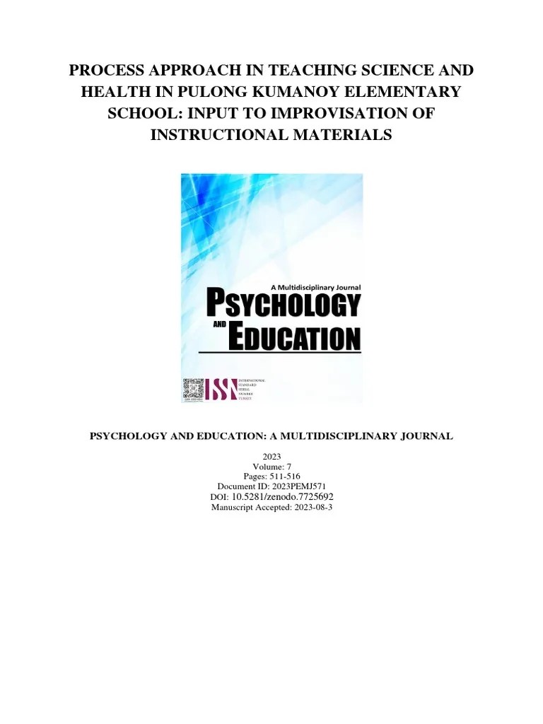 Process Approach in Teaching Science and Health in Pulong Kumanoy Elementary School Input To