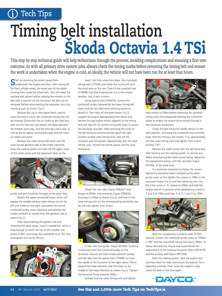 Timing Belt Installation Skoda Octavia 14 Tsi PDF Belt