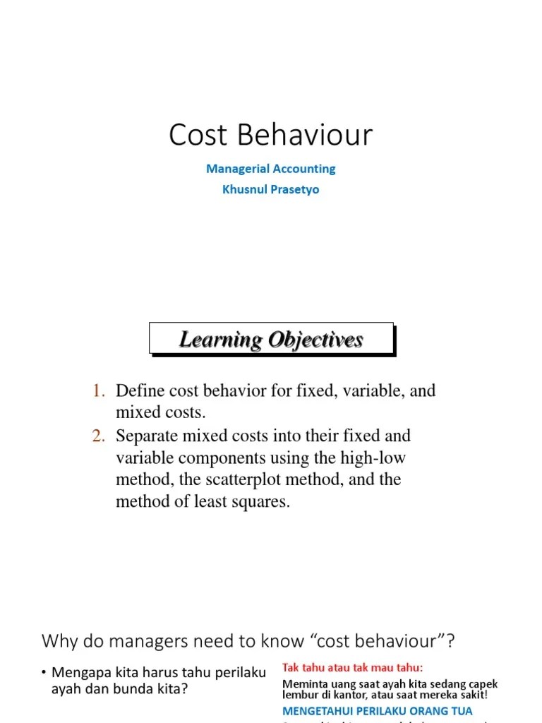 Cost Behaviour PDF Econometrics Statistics