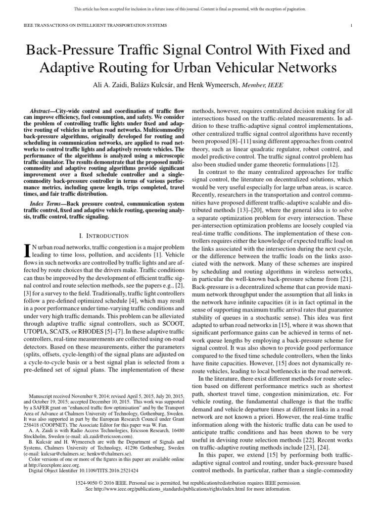 Pressure Traffic Signal Control With Fixed and Adaptive Routing For Urban Vehicular Networks