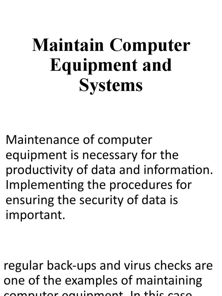 Maintain Computer Equipment and Systems PDF