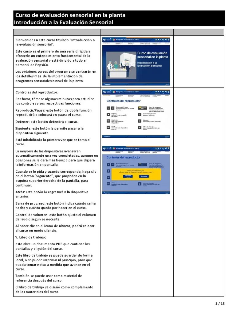 Sensory in Plant Introduction To Sensory LA Spanish Workbook PDF