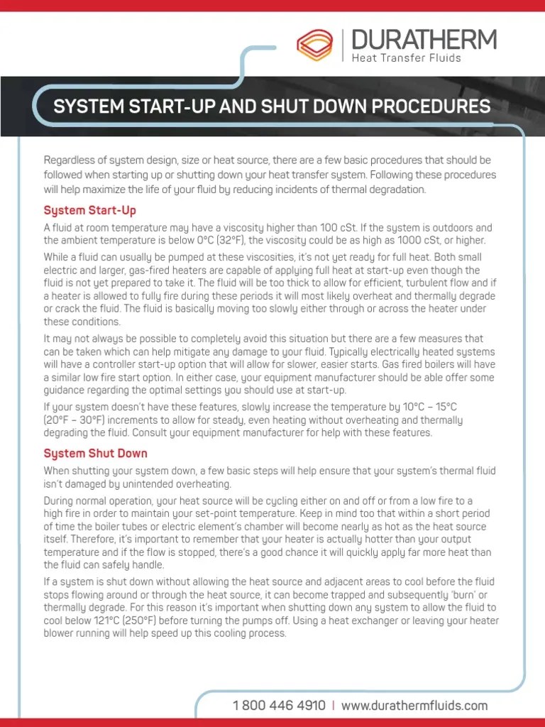 Startup Shutdown Procedures PDF Heat Viscosity