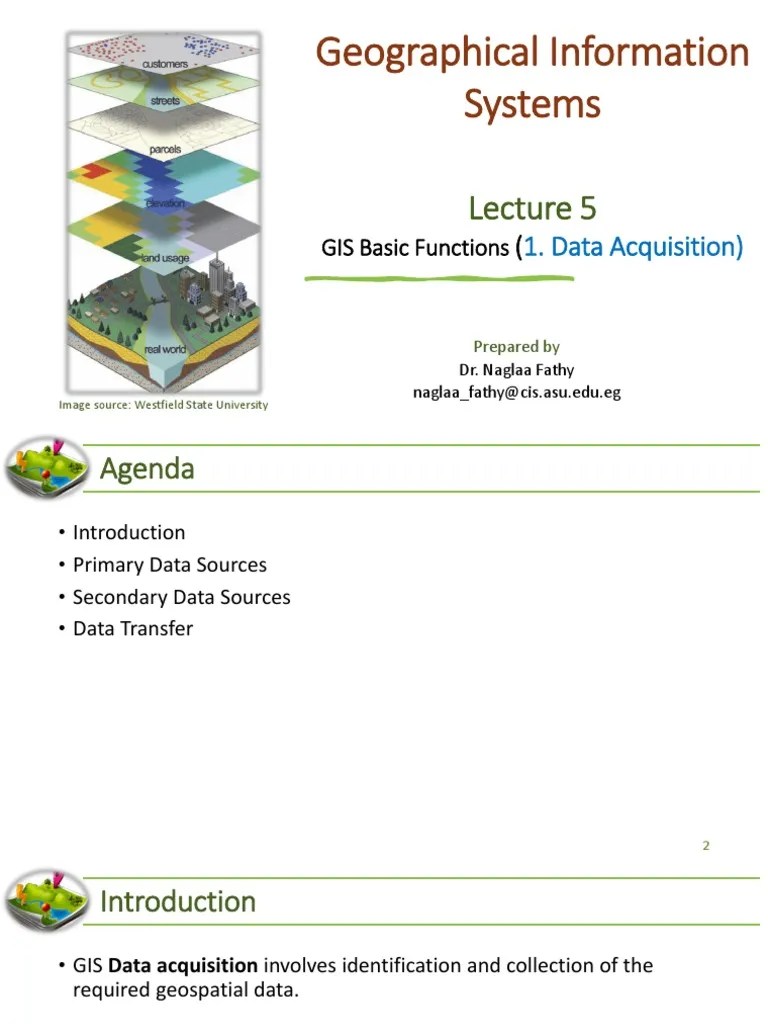 Lecture 5 GIS Functions Data Acquisition_ PDF Geographic