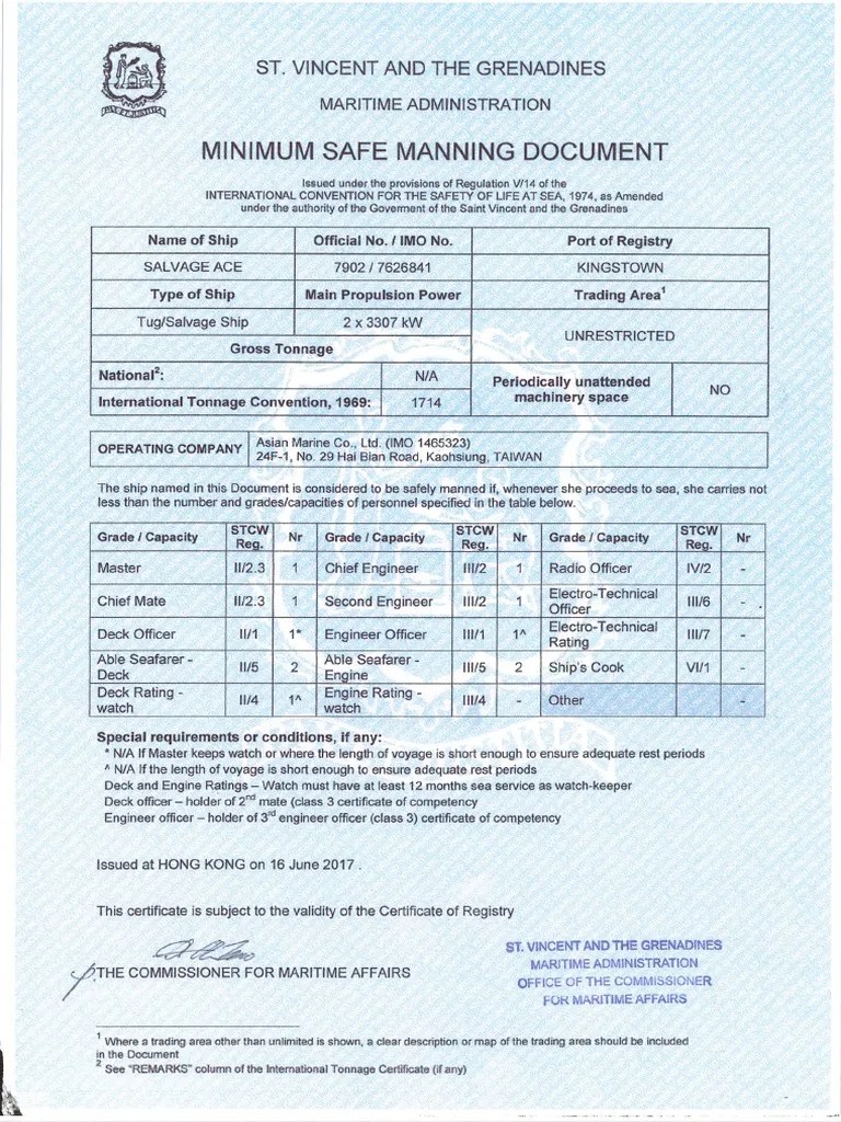 6.minimum Safe Manning Certificate PDF