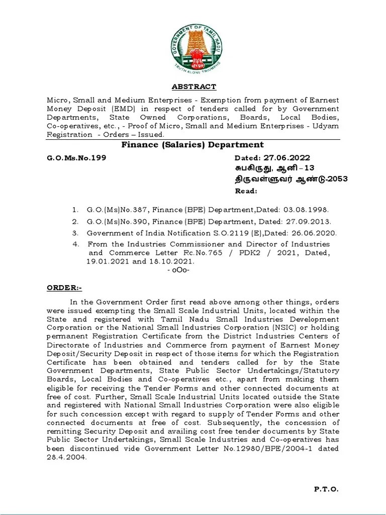 Exemptionfrom Emd | PDF | Small And Medium Sized Enterprises 