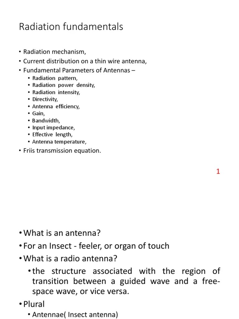 Radiation Fundamentals PDF Antenna (Radio) Transmission Line
