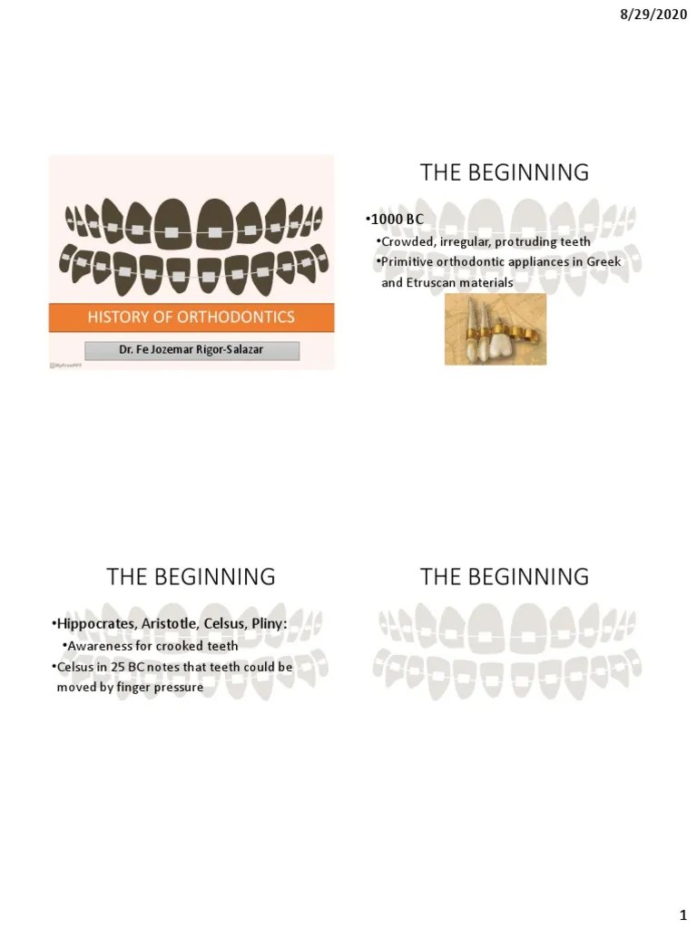 2 History of Orthodontics PDF Orthodontics Dentistry Branches