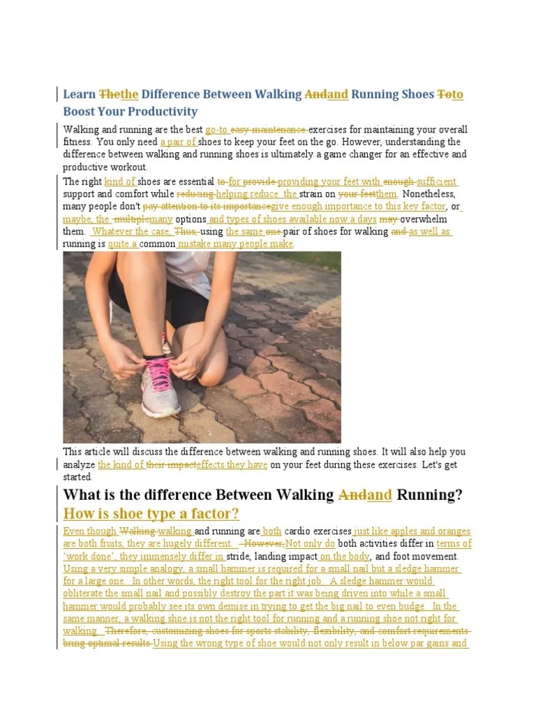 Difference Between Walking and Running Shoes PDF Foot Running