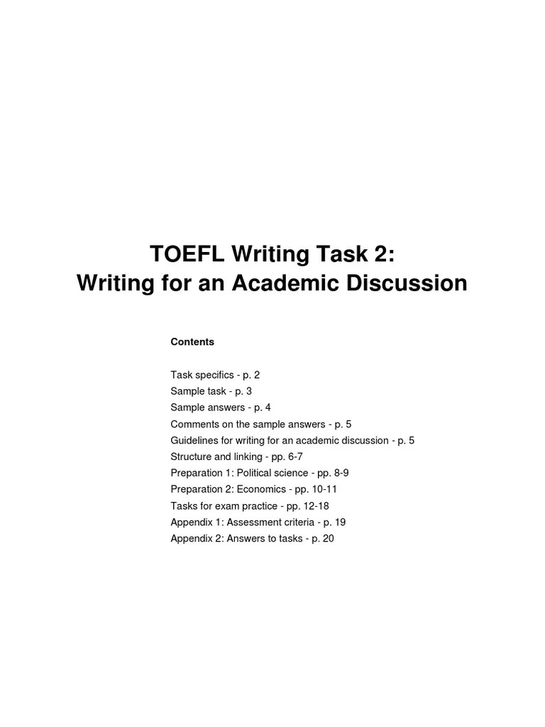 TOEFL IBT Writing For An Academic Discussion Without Answers | PDF