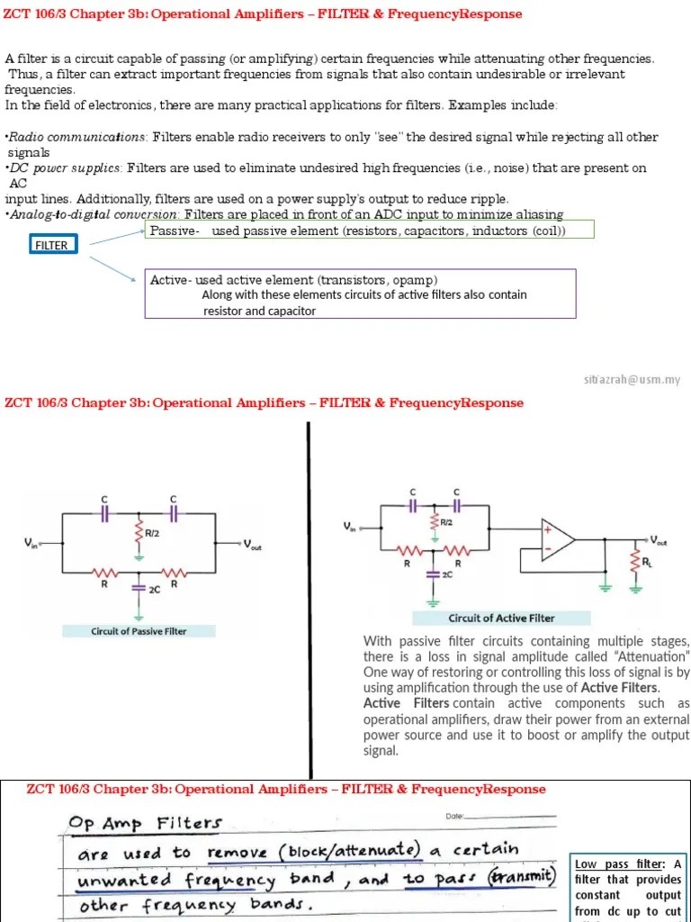 Op Amp Filters Feedback PDF Electronic Filter Amplifier