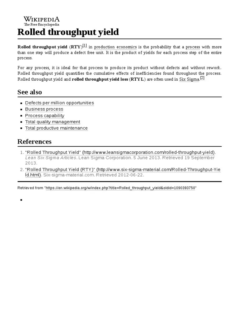 Rolled Throughput Yield PDF