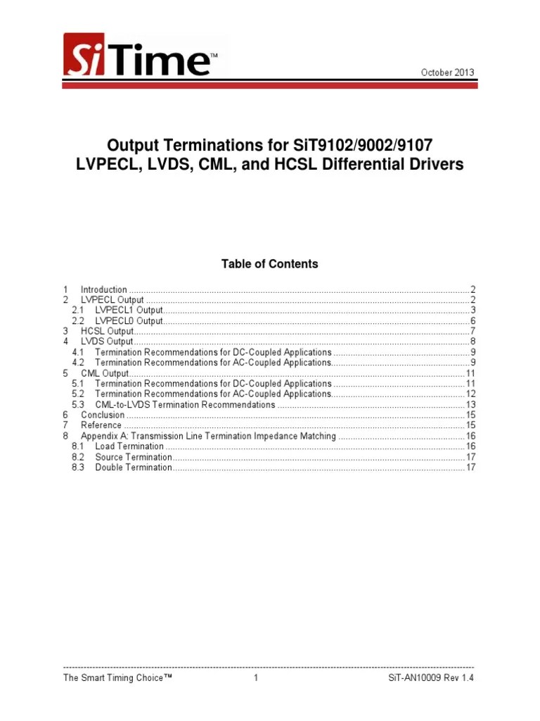 Output Terminations LVPECL, LVDS, CML, and HCSL Differential Drivers