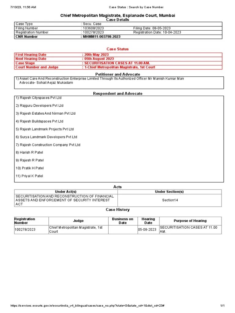 S.14Case Status Search by Case Number PDF Justice Crime & Violence
