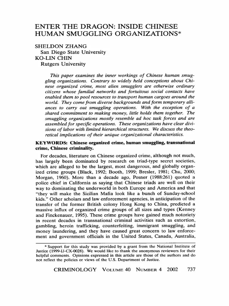 Enter Dragon Inside Chinese Human Smuggling Organizations Sheldon